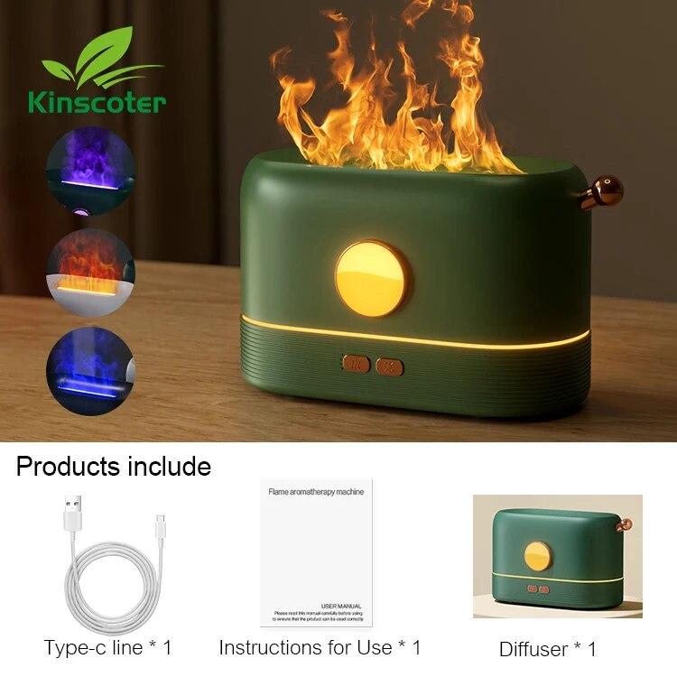 Flame Air Humidifier Portable Usb 180ml 200ml Realistic Fire Sprayer Essential Oil Aroma Diffuser