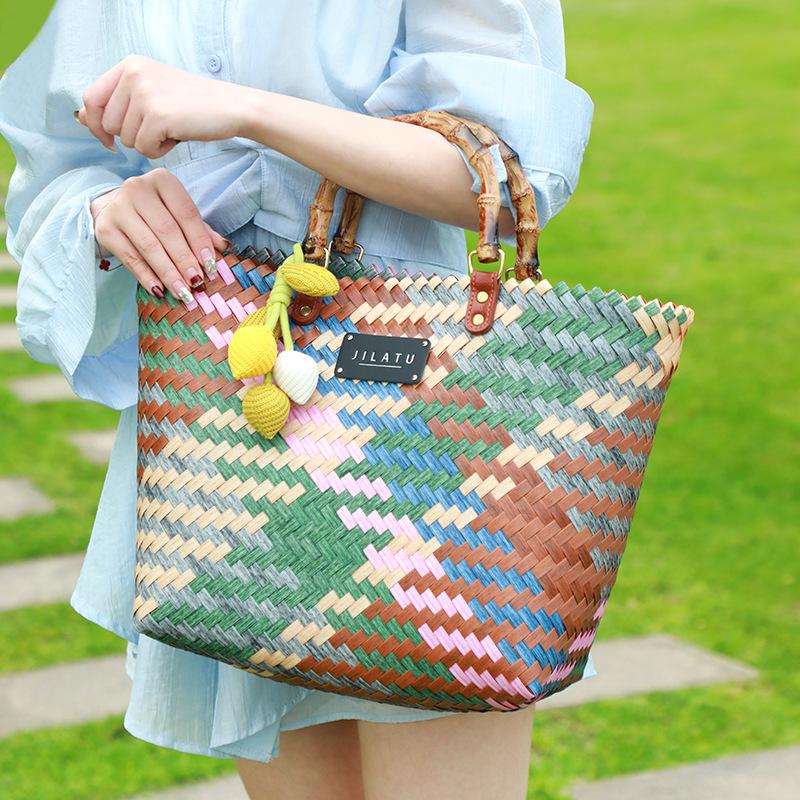 Χειροποίητη Καλοκαιρινή Τσάντα Tote: Φορητό Καλάθι Παραλίας & Λαχανικών Μεγάλης Χωρητικότητας για Γυναίκες (Έκδοση 2025)