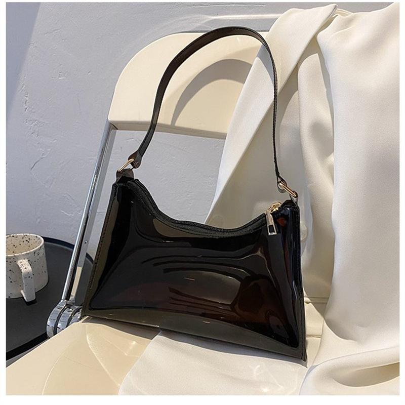 Fashion High Quality Pvc Handbag Transparent Eye-Catching Jelly Bag Zipper Multifunctional Simple Style Women'S Shoulder Bag New