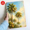 Tin Sign Tropical Trees Sunset Beach Metal Wall Art  Vintage Rustic Plaque for Home Bar Garage Patio Decor Weathered Retro Beac