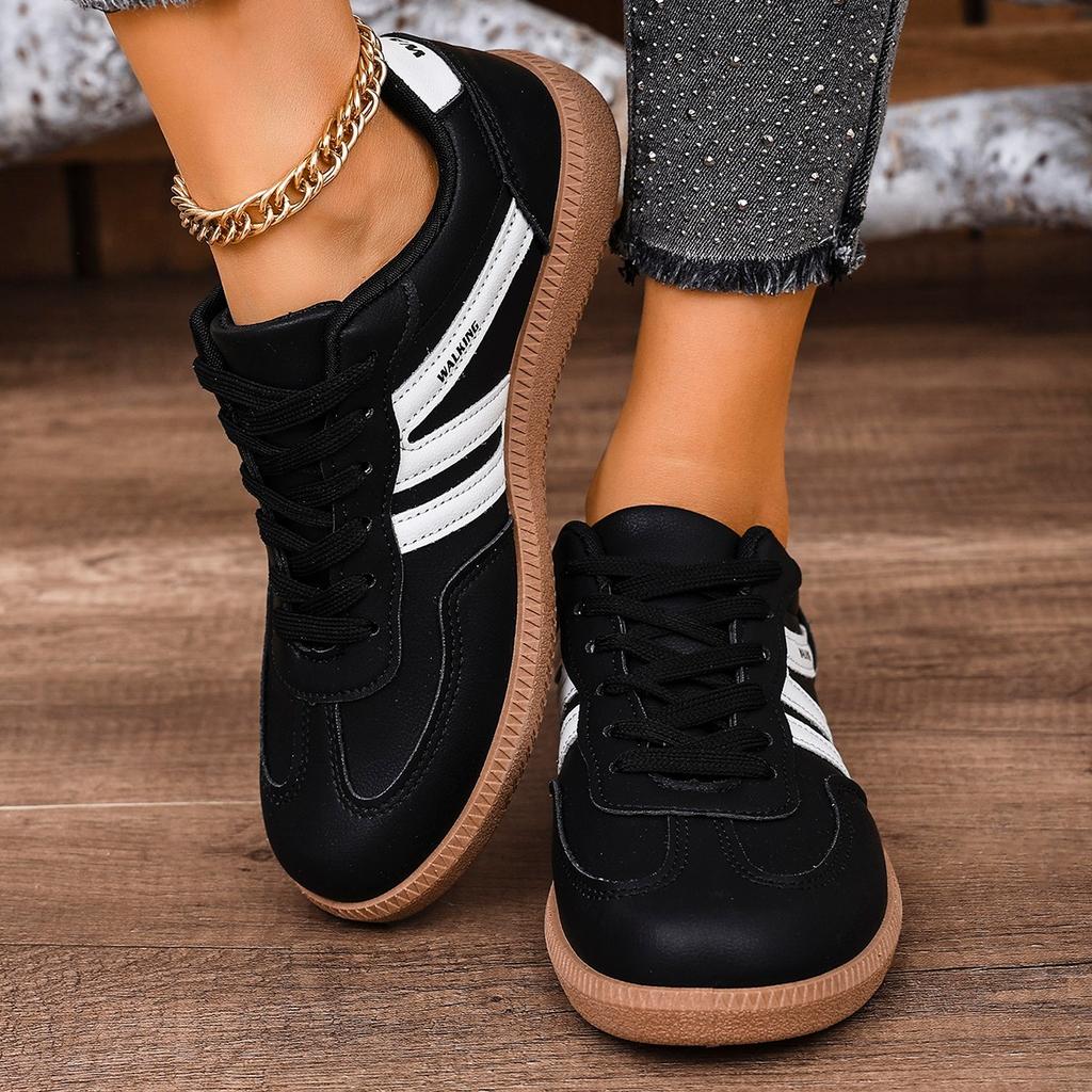 Fashion Women Fashion Casual Flats Sneakers Ladies Outdoor Walking Shoes Women Comfortable Classical Shoes Black White Sneakers Women