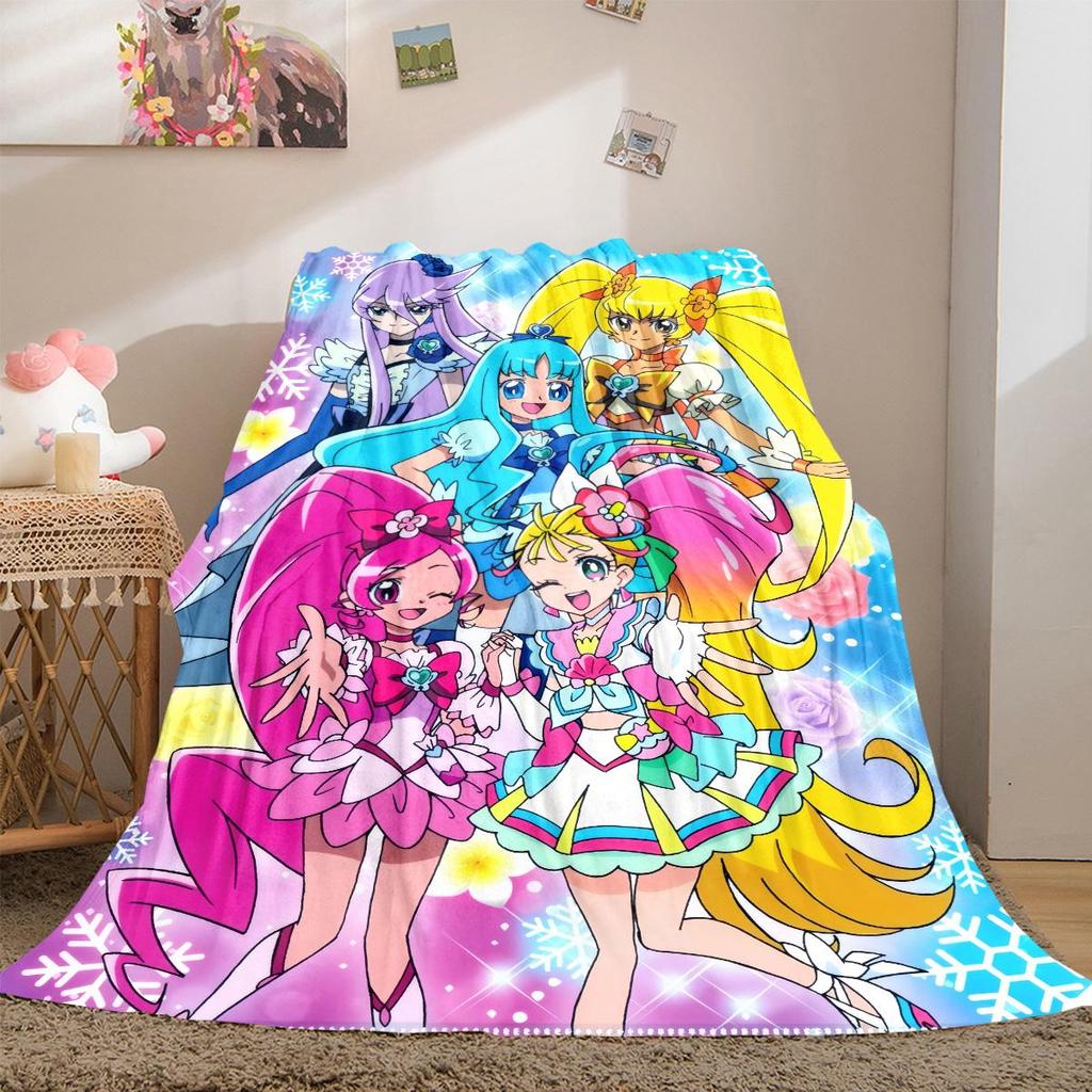 PreCure Anime Soft Flannel Blanket Lightweight Cozy Microfiber Blanket for Couch Bed Machine Washable LXR86