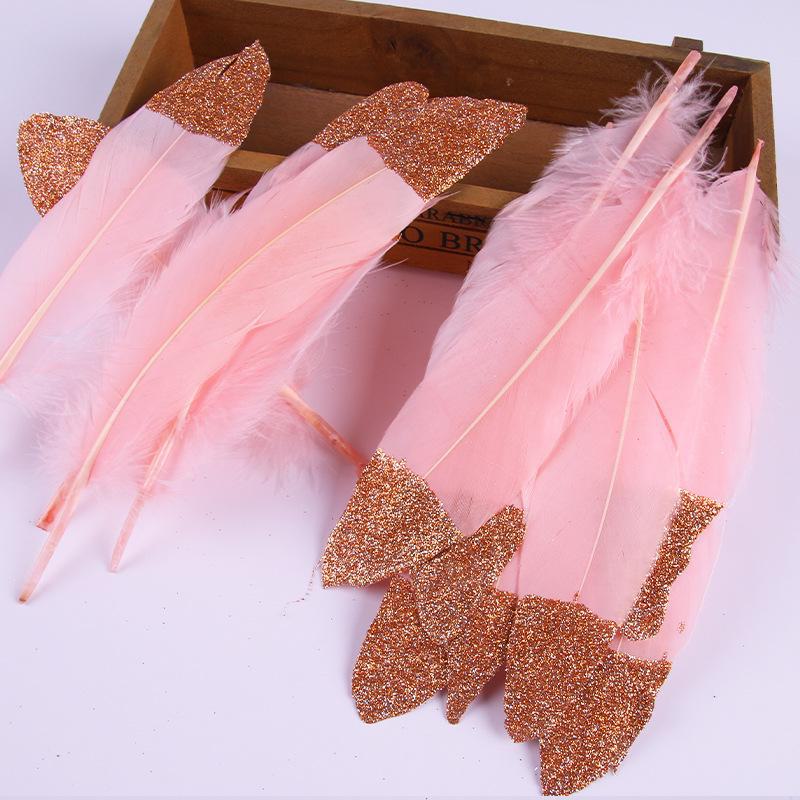 DIY Feather Jewelry Accessories: Large Floating Gold Feather, Small Straight Knife, Spray Gold Gradient Feather