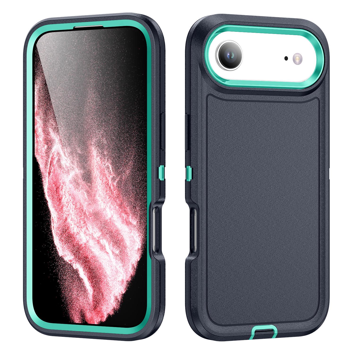 

For iPhone 17 Air Case PC+Silicone+EVA 3 in 1 Shockproof Phone Cover Dark Blue+Light Cyan
