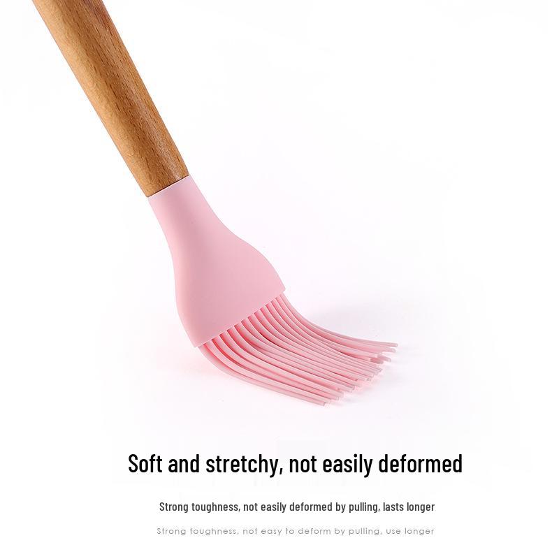 12-Piece Silicone Kitchen Utensil Set with Wooden Handles - Includes Spatula, Slotted Spoon, Frying Spatula, and Baking Tools