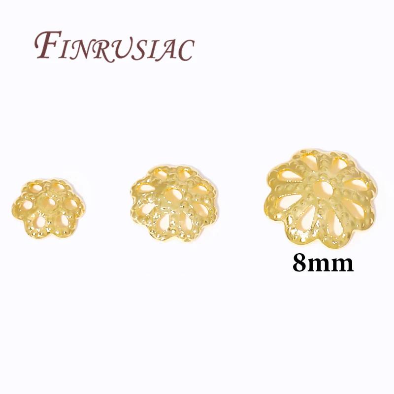 3mm 4mm 14K Gold Plated Brass Round Bead Caps For Necklace Bracelet Jewelry Making Supplies,DIY Accessories Beading Spacer Caps
