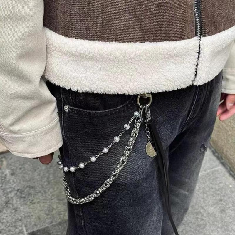 Stylish Double Layer Beaded Trouser Chain Handmade Pants Chain Simple Operation Clothing Accessory for Men and Women