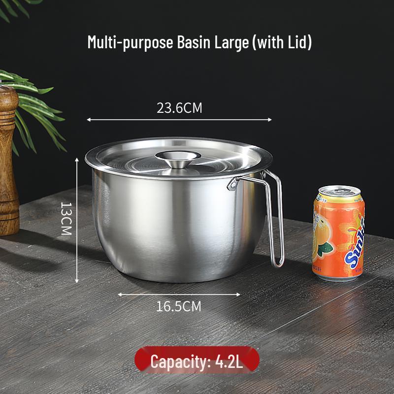 304 Stainless Steel Non-Slip Deep Mixing Bowl with Anti-Splash Design for Baking, Salads, and Cold Dishes