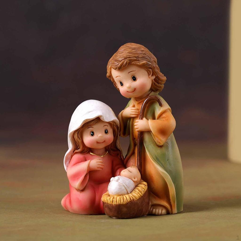Christmas Nativity Scene Crafts Collectible Decorative Holy Family Figurine Ornament for