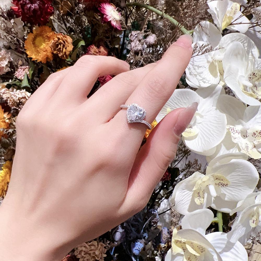 Vinregem 100% 925 Sterling Silver 3EX VVS1 D Color Heart Cut 7*7 MM 1.2CT Real Moissanite Diamonds Ring for Women Wedding Party Fine Jewelry Gifts