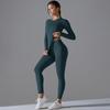 New Solid Color Double-sided Brushed High Elasticity High Waist Tight Fitting Hip Lifting Training Yoga Suit Set, Running Fitness Suit For Women