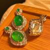 Full Green Yang Green Natural Agate Green Chalcedony Pendant Female Opening Slightly Inlaid, Real Shot Fidelity