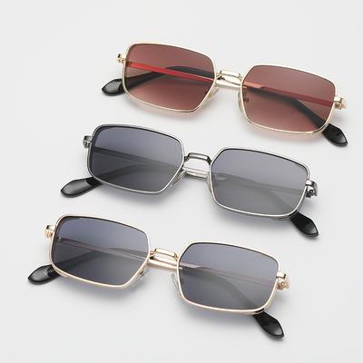 3pcs Fashion Square Sunglasses Women Men Designer Metal Frame Punk UV400 Sun Glasses Small Brand Popular