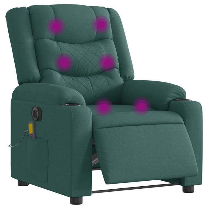 VidaXL Fauteuil de massage inclinable électrique Vert foncé Tissu 3310257