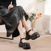 Johnature Mary Jane Round Toe Thick Soled Sandals Genuine Leather Comfortable Women's Shoes