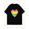 White T-Shirt With Rainbow Heart Print Kindness Equality Peace Love Inclusion Diverse Hope Design For Casual Wear And Pride Events