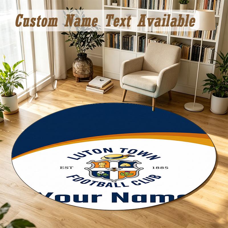 Round Rug Custom NameLuton Town Pattern Non Slip Carpet Home Floor Decor