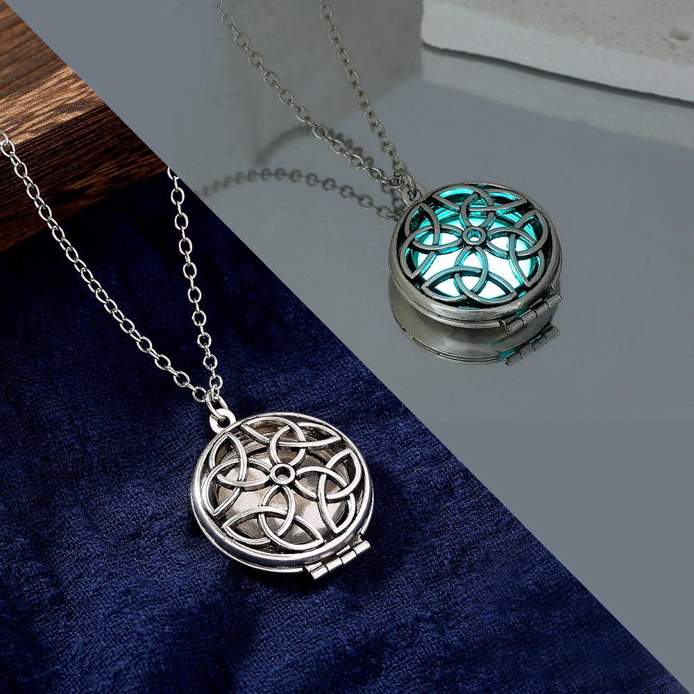 

Винтажное открывающееся ожерелье с кулоном в виде креста с люминесцентным элементом для женщин