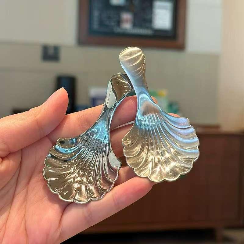 1/2/3Pcs Shell Tea Spoon Stainless Steel Stirring Sundae Coffee Tea Spoons Dessert Stirring Coffee Supplies Mini Small Coffee
