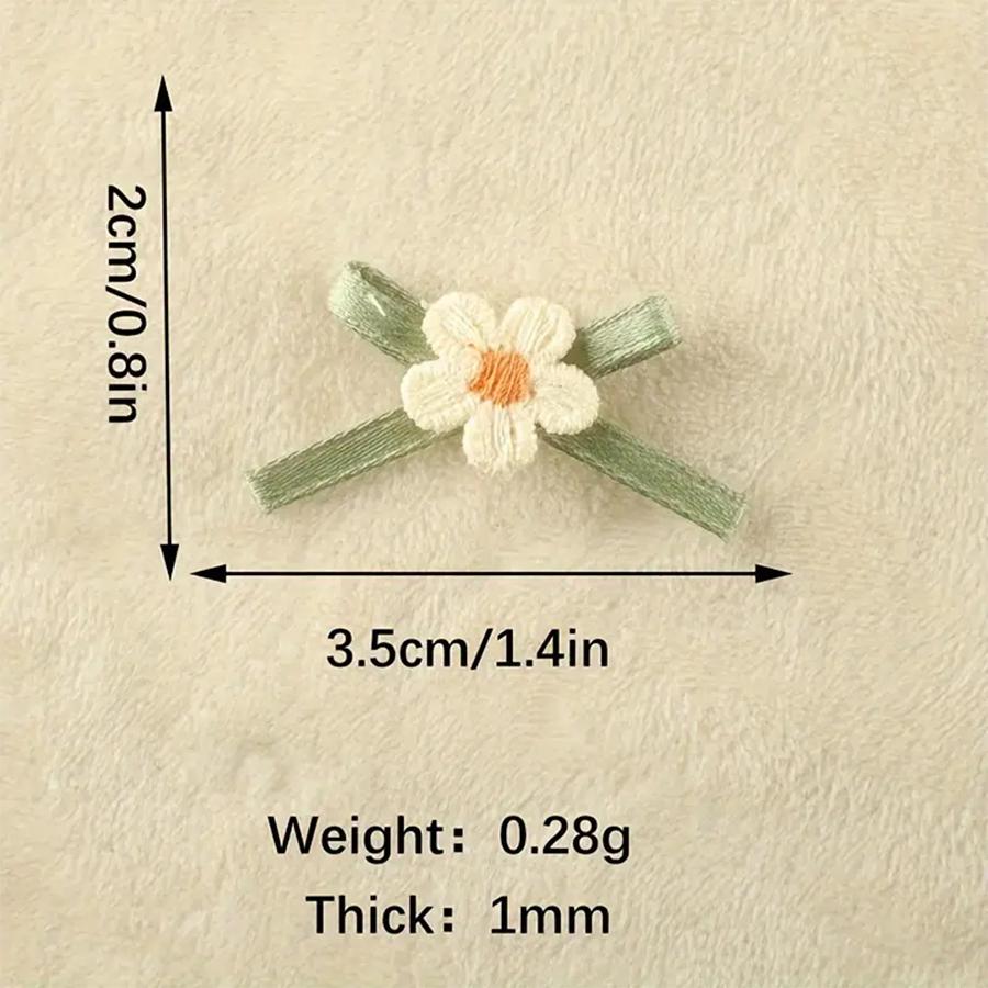 10Pcs Green Bow Embroidered With Small Flowers Patches Applique Clothing Patch Decoration