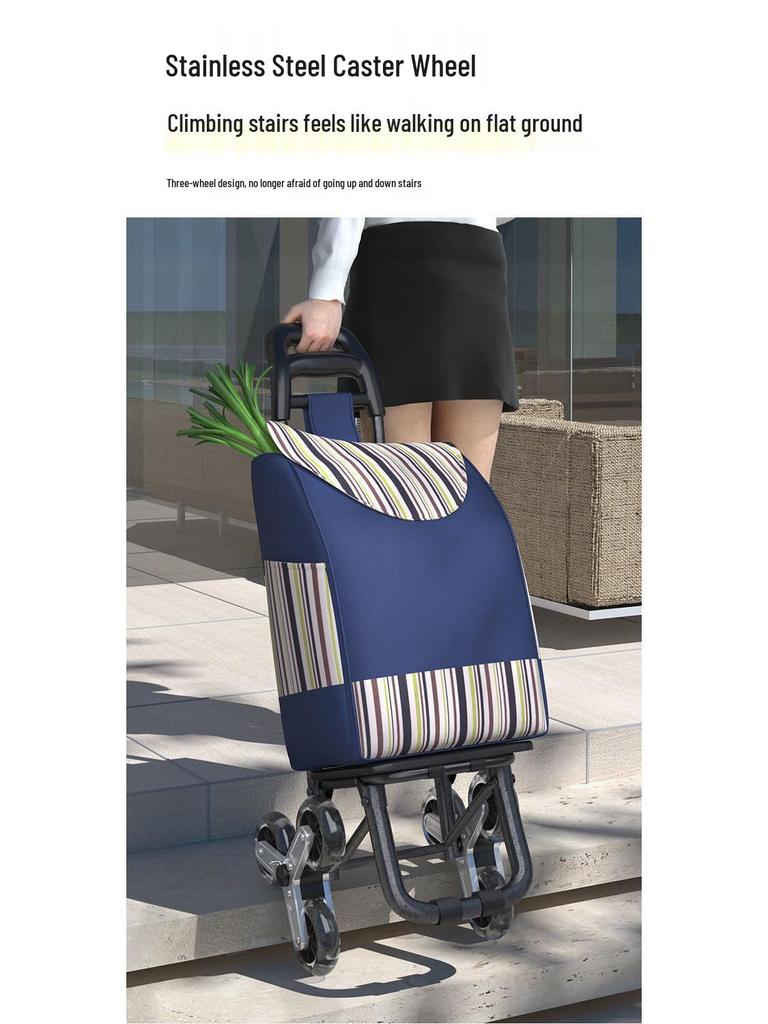 Folding Stair Climbing Shopping Cart: Portable Luggage Trailer & Small Hand Truck for Elderly and Grocery Use