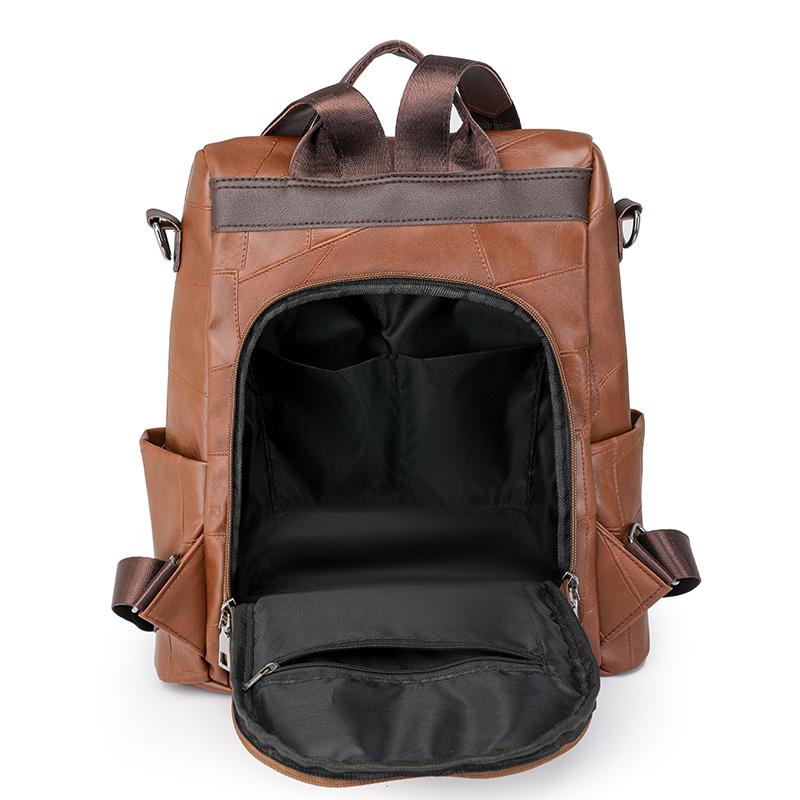 Pendler Rucksack aus weichem Leder Damen Rucksack mit großem Fassungsvermögen Einfarbige Reisetasche