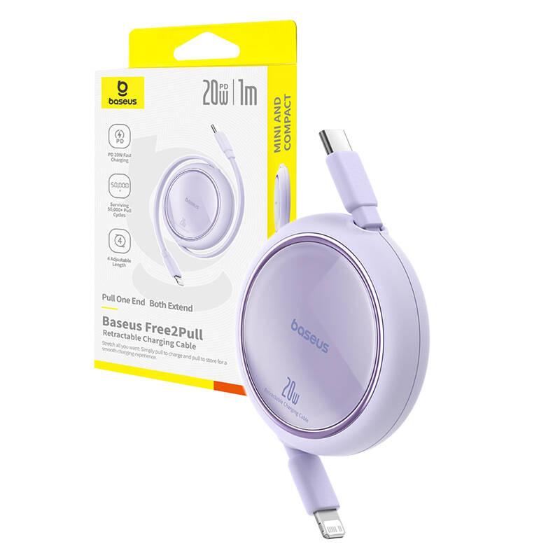Kabel USB Baseus Free2Pull USB-C na IP 20W 1M (Fialová)