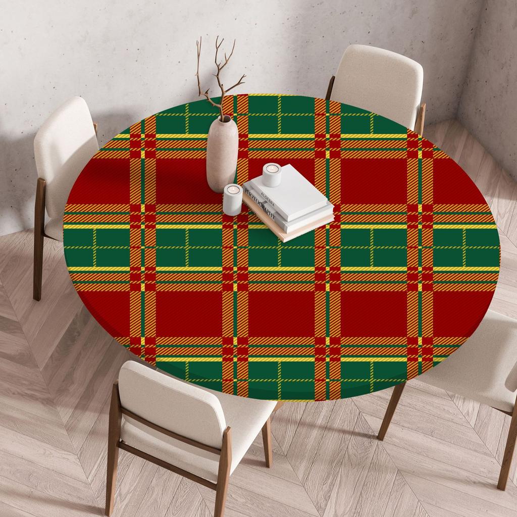 2025 Neue passgenaue runde Tischdecke mit Blumenmuster - Wiederverwendbar Wasserdicht Fleckenresistent Elastischer Rand für Zuhause Esstisch Hochzeitsdekoration