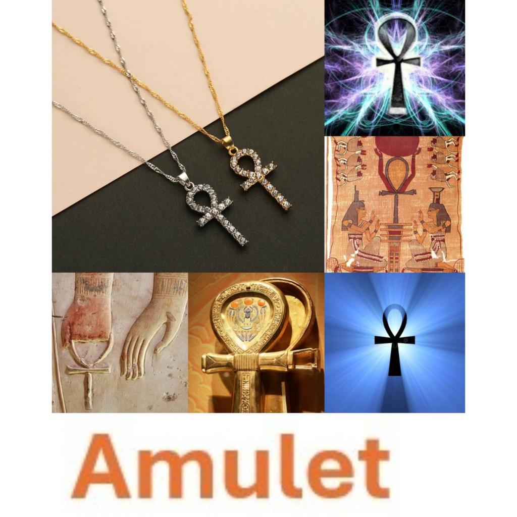Amulet Talisman Ankh Cross Pendant Necklace Women Crystal Rhinestone Egypt Egyptian Key Life Religious Chain Jewelry Gift