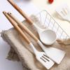 Silicone Wooden Handle Spatula Household Kitchen High Temperature Resistant Non-Stick Pan Cooking Spatula Frying Spatula Soup Spoon Utensils