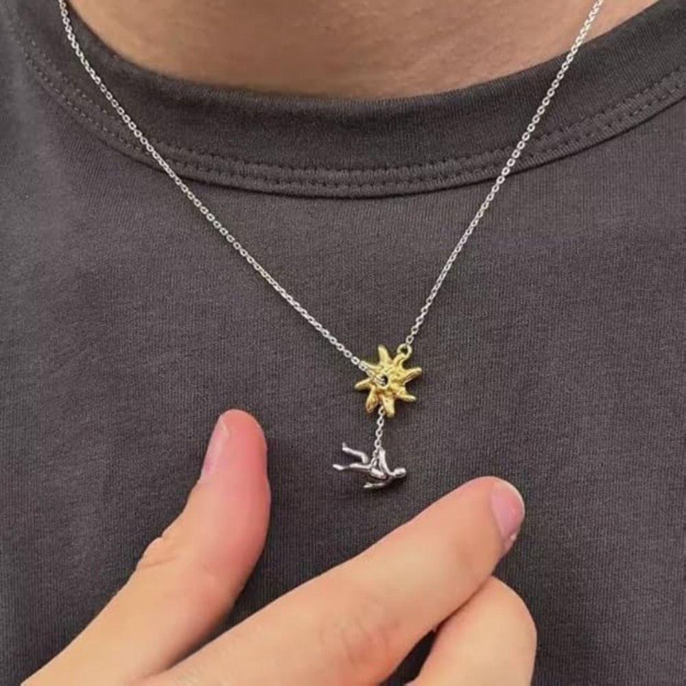 Regalo Creativo Simbolo di Perseveranza Collana da Uomo Personalità Semplice Collana con Ciondolo Colore Oro Colore Argento Accessori Gioielli