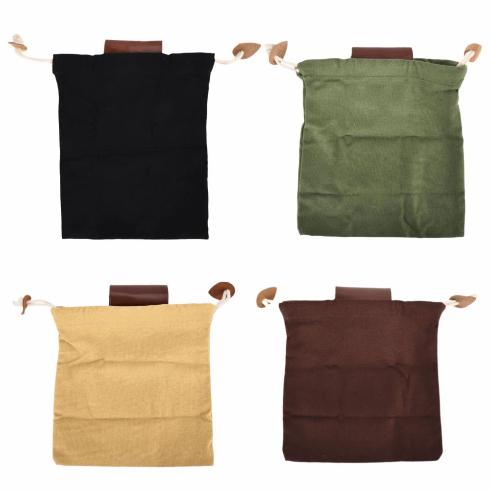 Leather Trim Foraging Bag Canvas Outdoor Pouch Bag Portable Foraging Pouch Mushroom Foraging