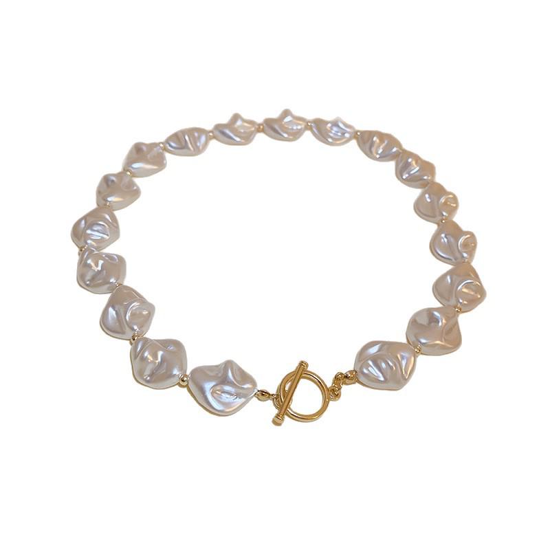 Elegante französische geometrische Zirkon-Perlenkette - Vielseitige High-End-Pulloverkette