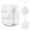 12Pcs 8cm Christmas Tree Balls Ornament Big Glitter White Red Xmas Tree Hanging Pendant Decoration For Home 2025 New Year Gift