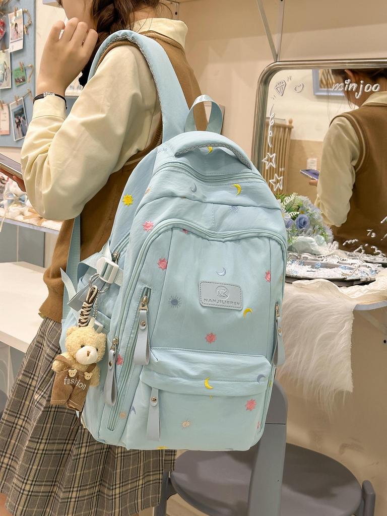 Ultralight, Large Capacity Waterproof Backpack for High School Students - Fashionable Embroidered Design