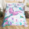 Erosebridal Mermaid Tail Bedding Set,Nautical Sea Animal Duvet Cover Twin Size for Kids Child,Fish Scale Sparkle Sequins Comforter Cover Oce