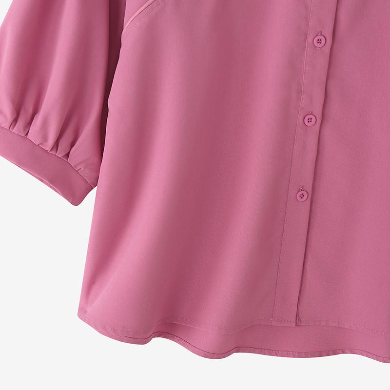 ZANZEA Women Turn Down Collar Casual 3/4 Sleeve Loose Blouse