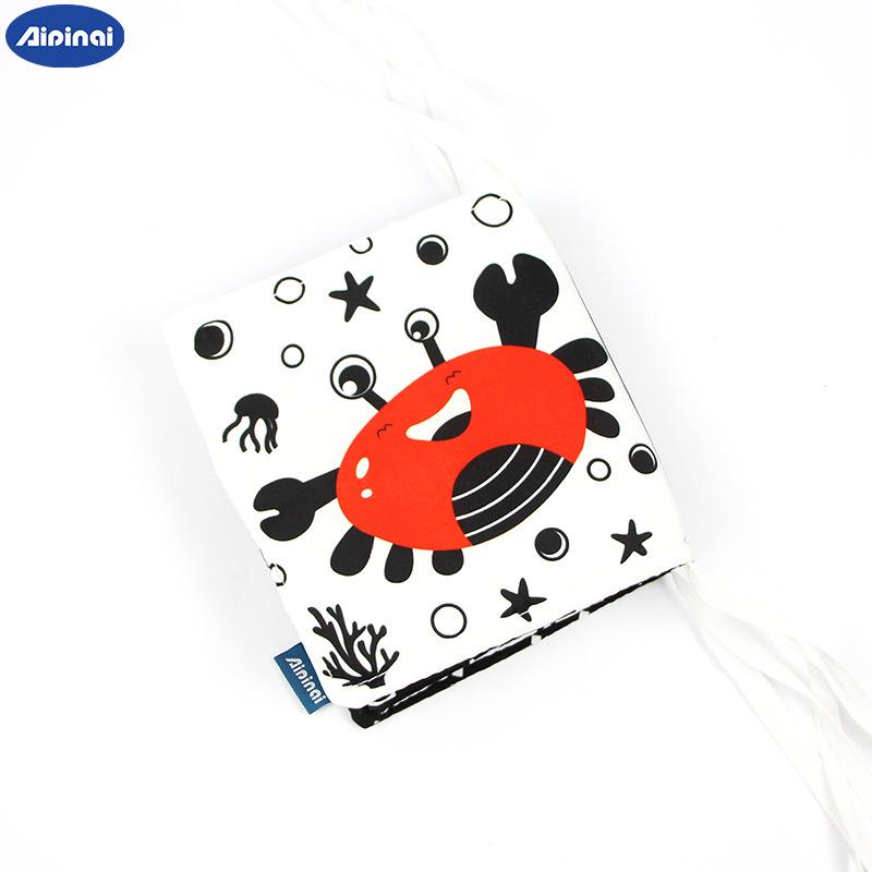 Black & White Baby Crib Bumper: Tear-Proof, Chewable Cloth Book for Early Education