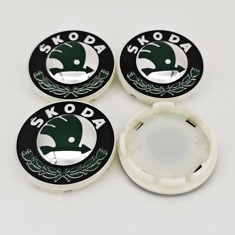 

56mm/65mm Green Black Chrome Car Wheel Center Caps Fit for Skoda Rims Hubcaps Cover Emblem Badge Logo Auto Styling Accessories