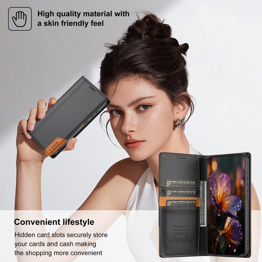 N.BEKUS P3 For Xiaomi 14T Case RFID Blocking Wallet Stand PU Leather Flip Phone Cover