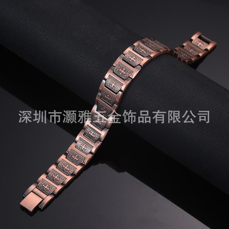 Adjustable Red Copper Magnetic Bracelet With Cross Design Vintage Style Geometric Mens Jewelry