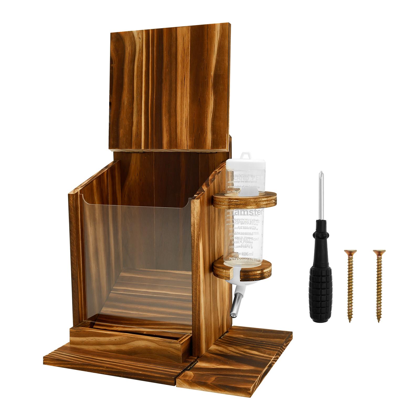 

Wooden Squirrel Feeder with Water Bottle Squirrel Picnic Table Feeder Hold Corn Peanut for Outside Garden Backyard Patio коричневый