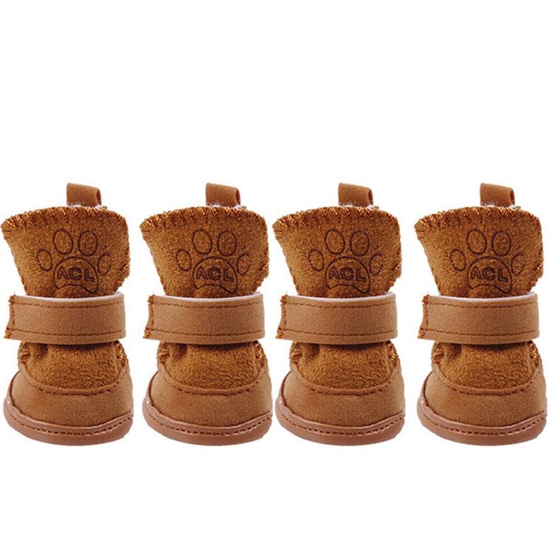 4 teile/satz Haustier Hund Schuhe Winter Warme Schuhe Für Kleine Mittelgroße Hunde Anti-rutsch Welpen Regen Schnee Stiefel Schuhe Katze Hund Walking Turnschuhe