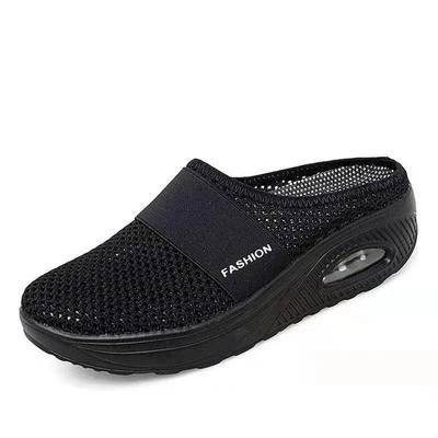 Damen Slipper mit Luftpolster, orthopädische Diabetiker-Schuhe, Plateau-Pantoletten, Mesh, leichte Hausschuhe, Keilabsatz, Sneaker