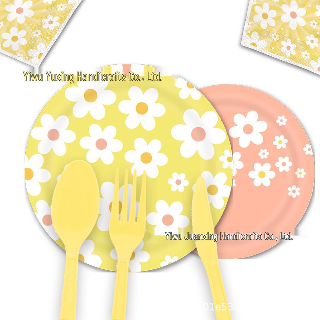 New Style Little Daisy Children's Birthday Party Tableware & Cake Decoration Set