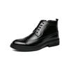 Brogue Martin Men's Autumn Pointed Toe High-Top Leather Chelsea Boots - European & American Mid-Calf Style