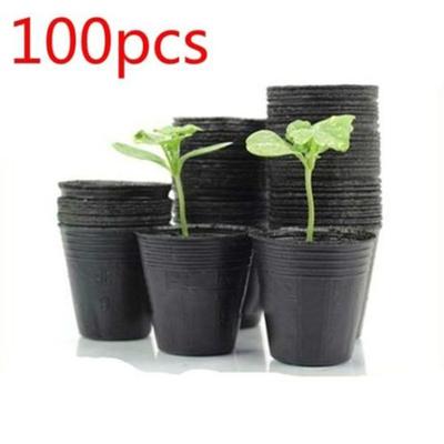 Pflanzbehälter für den Garten, 100 Stück, schwarz, mit hohlem Boden