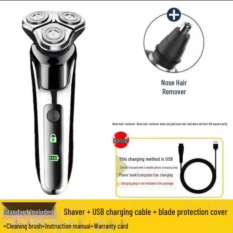 German Electric Shaver: 6-in-1 Multifunctional, Floating Triple Head, Waterproof Men's Beard Razor