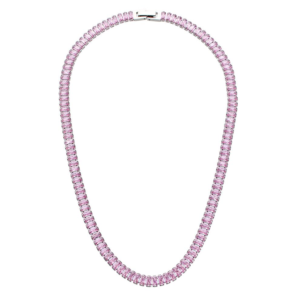 E.B.belle Luxury Christmas Jewelry Gift For Ladies Square Tennis Chain Choker Necklace Green Pink White Black Crystal Necklace