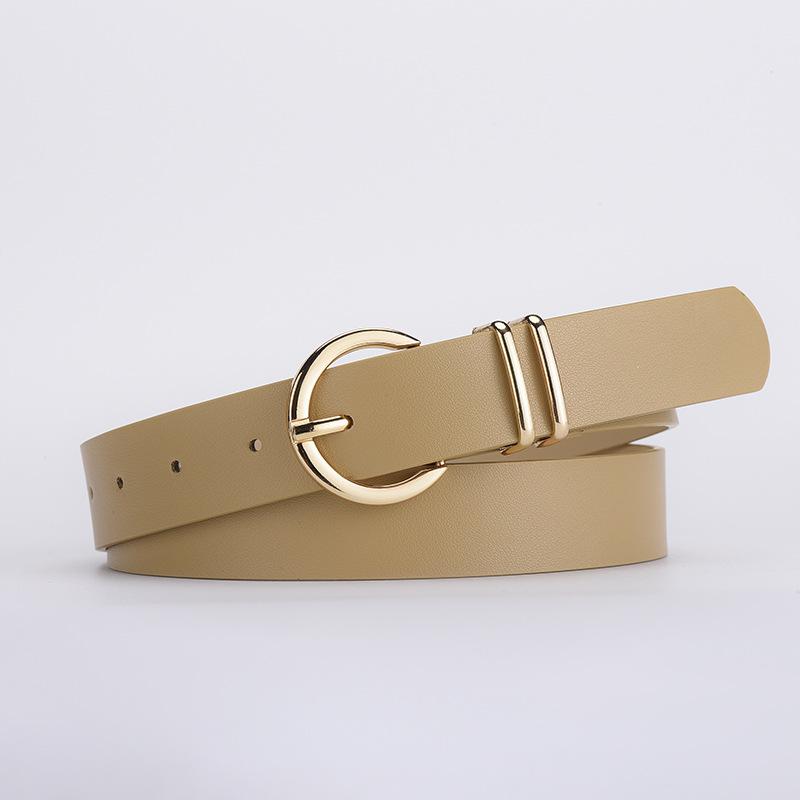 Boutique Pu Women'S Textured Belt, Trendy Bare Body Pin Buckle Decorative Jeans Belt